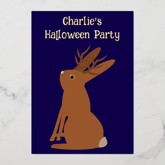 Halloween Jackalope Trick or treat Custom Folie Uitnodiging (Voorkant)