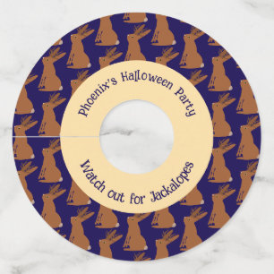 Halloween Jackalope Trick or treat Custom Wijnglaslabel