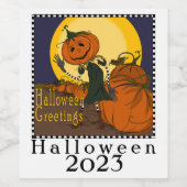 Halloween Jackolantern-label Wijn Etiket (Enkel label)
