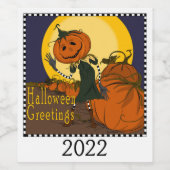 Halloween Jackolantern-label Wijn Etiket (Enkel label)