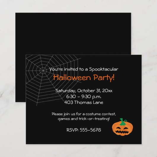 Halloween Jackolantern Party Invitation Kaart (Voorkant / Achterkant)