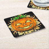 Halloween Jackolantern Spooky Pumpkin Kartonnen Onderzetters (Schuin)