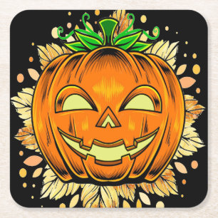 Halloween Jackolantern Spooky Pumpkin Kartonnen Onderzetters