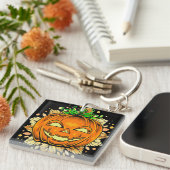 Halloween Jackolantern Spooky Pumpkin Sleutelhange Sleutelhanger (Voorkant Rechts)