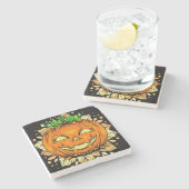 Halloween Jackolantern Spooky Pumpkin Stenen Onderzetter (Zijkant)