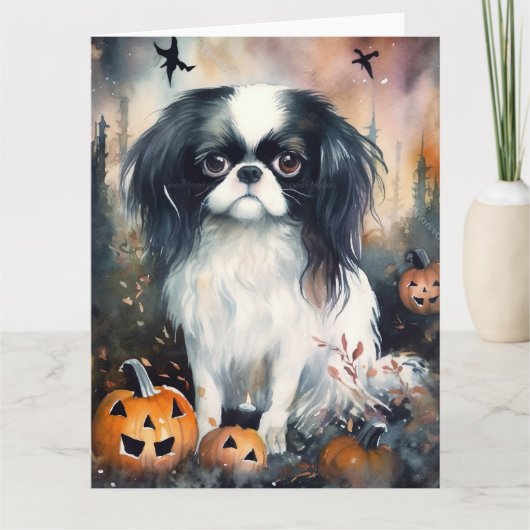 Halloween Japanse kin met pompoenen eng Kaart (Voorkant)