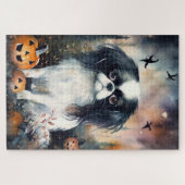 Halloween Japanse kin met pompoenen eng Legpuzzel (Horizontaal)