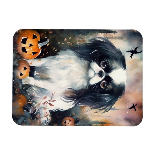 Halloween Japanse kin met pompoenen eng Magneet (Horizontaal)