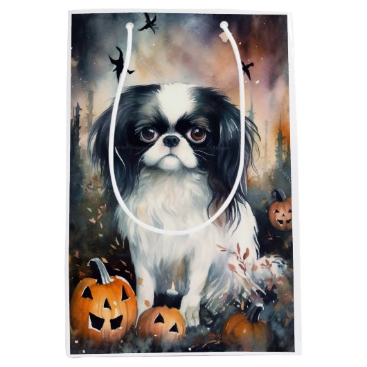 Halloween Japanse kin met pompoenen eng Medium Cadeauzakje (Voorkant)