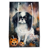 Halloween Japanse kin met pompoenen eng Medium Cadeauzakje (Achterkant)
