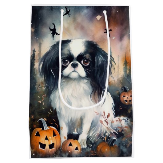 Halloween Japanse kin met pompoenen eng Medium Cadeauzakje (Achterkant)