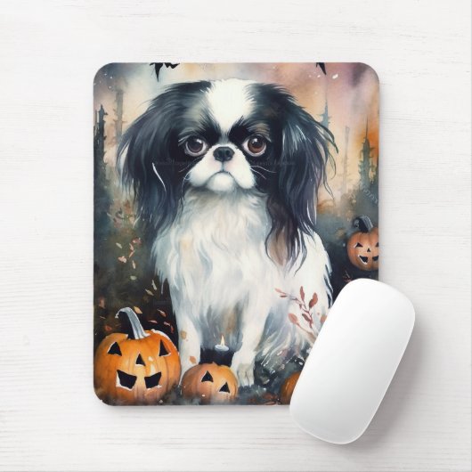 Halloween Japanse kin met pompoenen eng Muismat (Met muis)