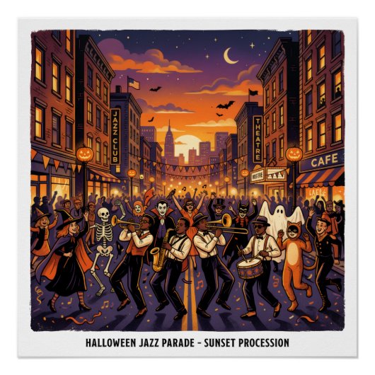 Halloween Jazz Parade Zonsondergang Processie Perfect Poster (Voorkant)