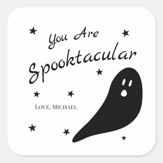 Halloween Je bent Spooktacular Black en White Vierkante Sticker (Voorkant)