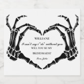 Halloween, jij wordt mijn bruidsmeisje Kaart Sparkling Wijnetiket (Enkel label)