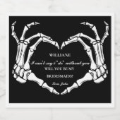 Halloween, jij wordt mijn bruidsmeisje Kaart Sparkling Wijnetiket (Enkel label)