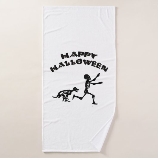 Halloween Jongen en Hond Badhanddoek (Badhanddoek)