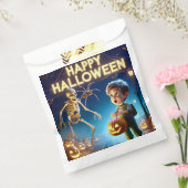 HALLOWEEN ~ Jongen en skelet ~ Bedankzakje (Gezegeld)