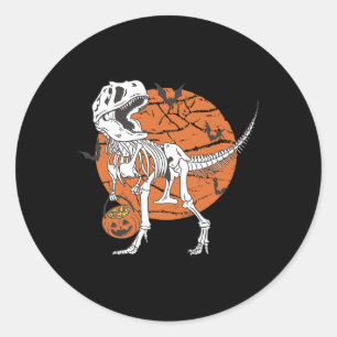 Halloween Jongens Dinosaurus Skelet T Rex Enge Pom Ronde Sticker
