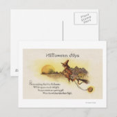 Halloween JoysWitch in Broom Briefkaart (Voorkant / Achterkant)