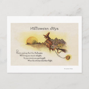 Halloween JoysWitch in Broom Briefkaart