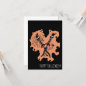 Halloween Jubileum Couples Skelet Blades Kaart (Voorkant / Achterkant in situ)