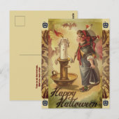 Halloween  kaars en kostuum briefkaart (Voorkant / Achterkant)