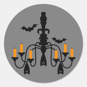 Halloween-kaarsen en bats-kroonluchter ronde sticker