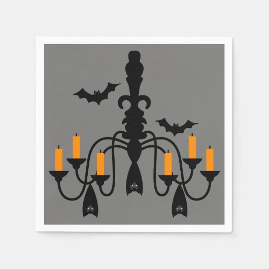 Halloween-kaarsen en bats-kroonluchter servet (Voorkant)