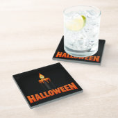 Halloween Kaarsenvlam Glazen Onderzetter (Schuin)
