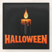 Halloween Kaarsenvlam Glazen Onderzetter (Voorkant)
