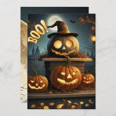 Halloween kaart. Boe! Feestdagenkaart (Voorkant / Achterkant)