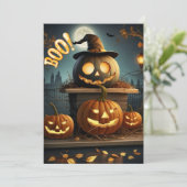 Halloween kaart. Boe! Feestdagenkaart (Staand voorkant)