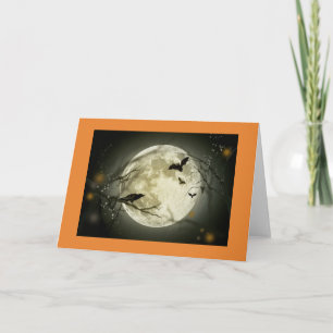 Halloween Kaart die een volle maan illustreert, en