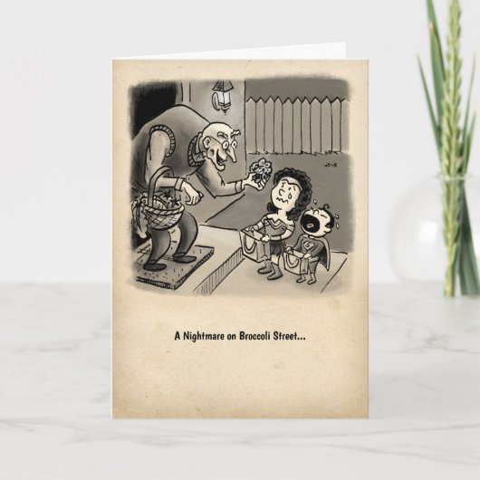 Halloween kaart: Een nachtmerrie op Broccoli Stree Kaart (Voorkant)