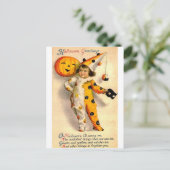  Halloween Kaart gekostumeerd meisje en pompoen (Staand voorkant)