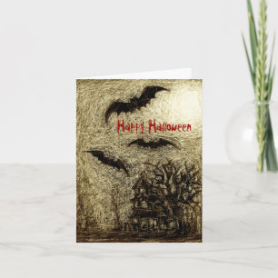 Halloween Kaart Haunting House Geel