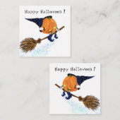 Halloween Kaart heks Pumpkin Flying Broom Notitiekaartje (Voorkant / Achterkant)