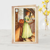  Halloween-kaart, legant-dame met Mirror Kaart (Gele Bloem)