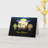 Halloween kaart met frankie en vrienden - vampier, (Gele Bloem)