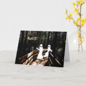 Halloween Kaart met geesten die in angst lopen (Gele Bloem)