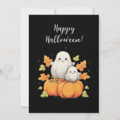 Halloween kaart met geesten en herfstelementen (Voorkant)