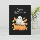 Halloween kaart met geesten en herfstelementen (Staand voorkant)
