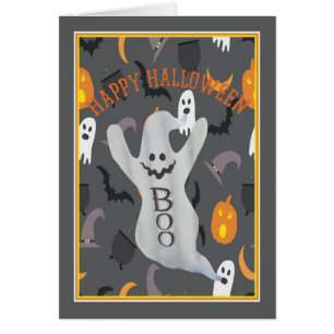 Halloween Kaart met Ghost en gemengde achtergrond