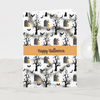 Halloween Kaart met grafstenen en pompoenen