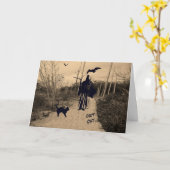 Halloween Kaart met Grim Reaper in Sepia (Gele Bloem)