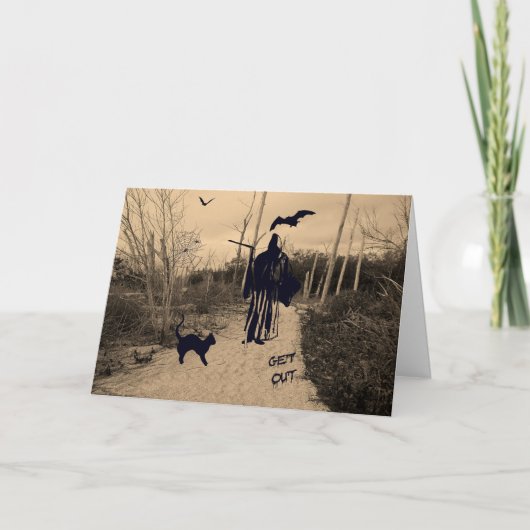 Halloween Kaart met Grim Reaper in Sepia (Voorkant)