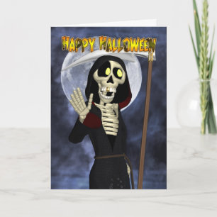 Halloween Kaart met Happy Grim Reaper