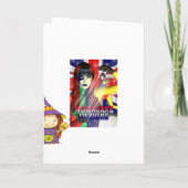 Halloween kaart met kleine heks kat en vleermuizen (Achterkant)