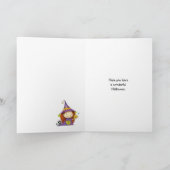 Halloween kaart met kleine heks kat en vleermuizen (Binnen)